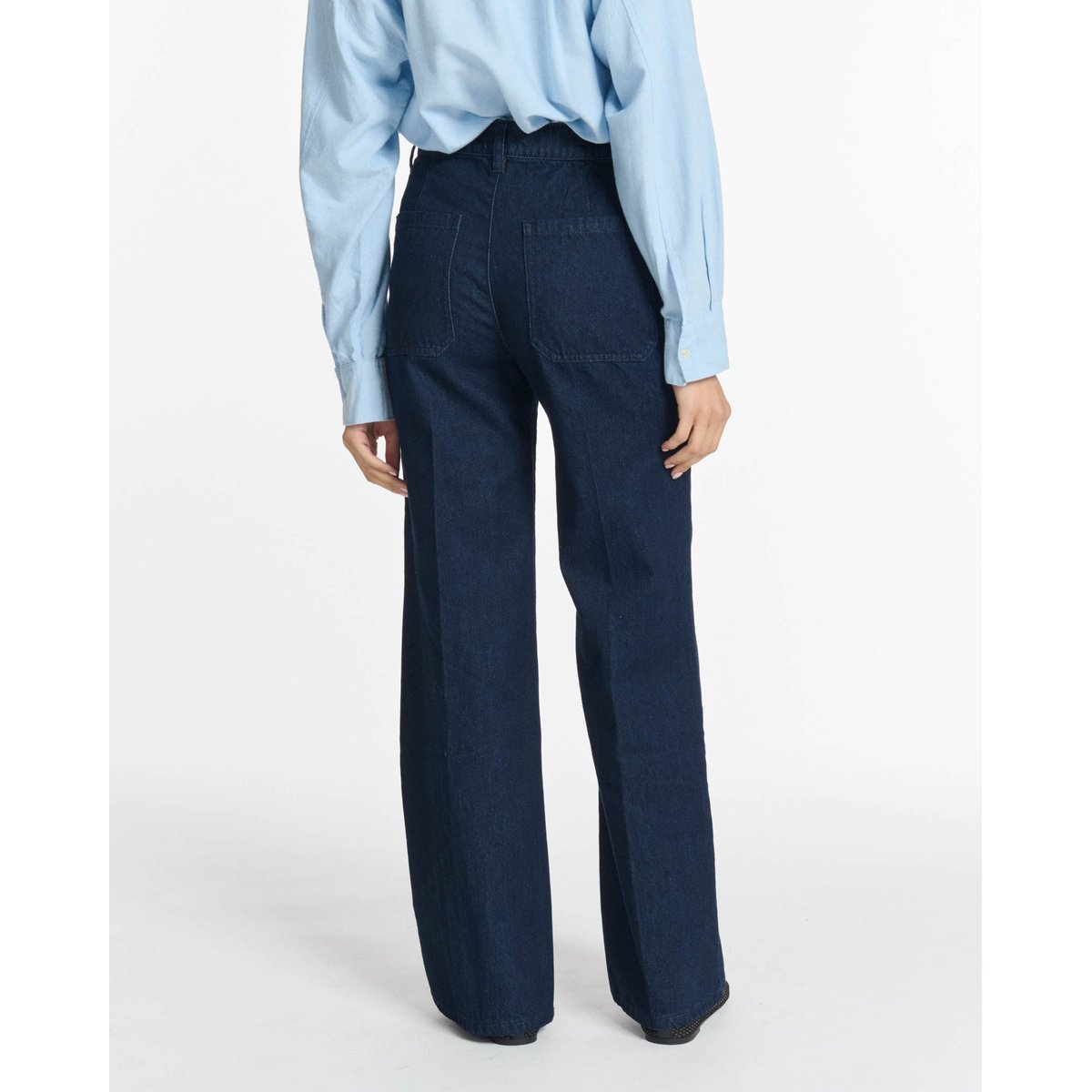 Jeans droit large taille haute normale brut, LABDIP