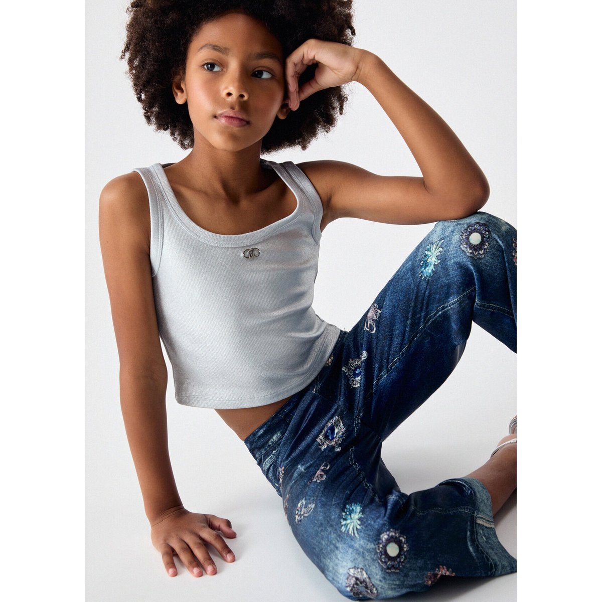 Pantalon avec imprimé denim denim foncé, LIU JO