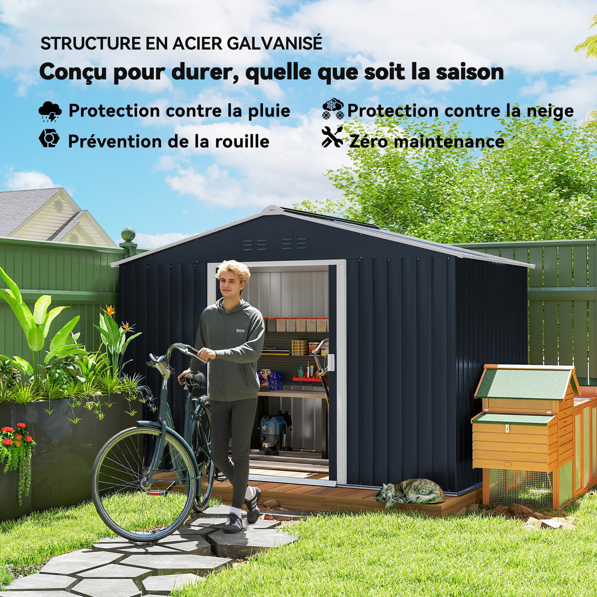 Abri de jardin gris, OUTSUNNY