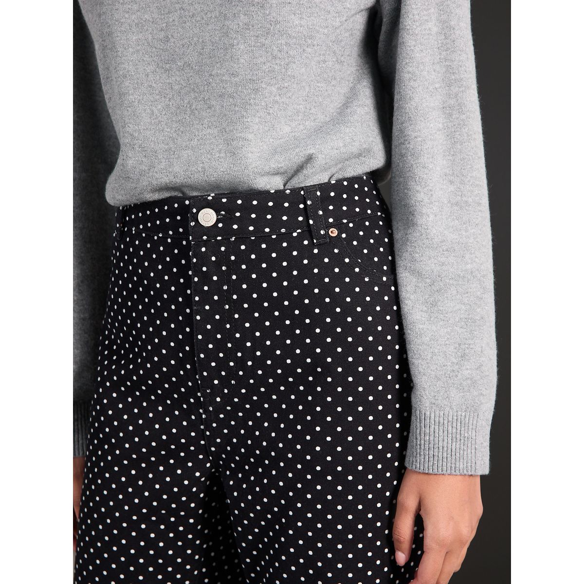 Jeans de jambe droite noir à pois, NEXT