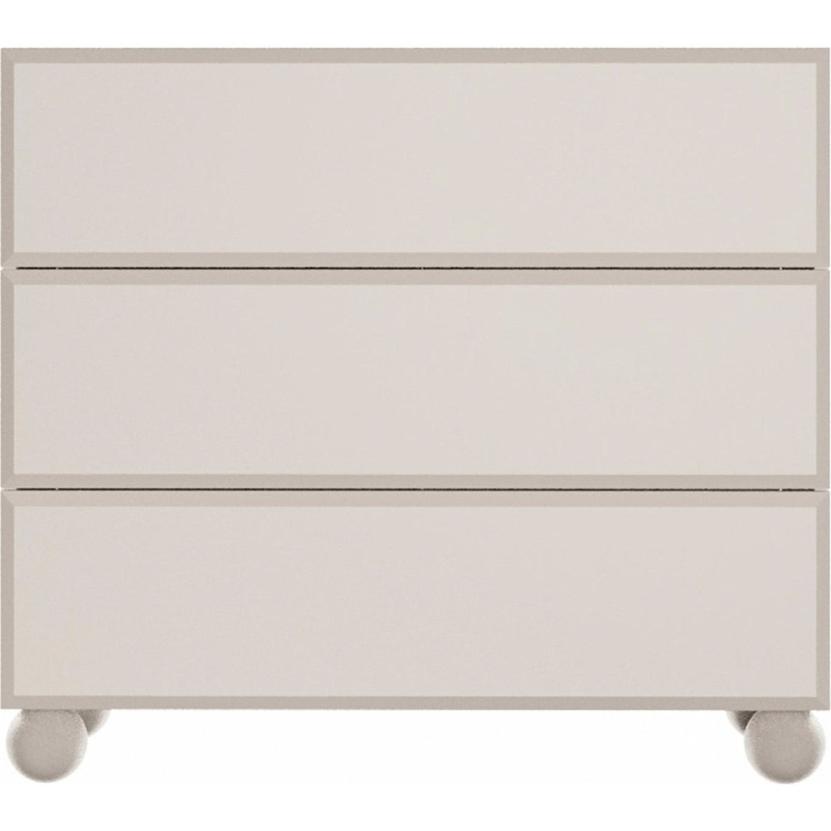 Commode 3 tiroirs sur pieds boule collection CHOCO beige sable, RECOLLECTION