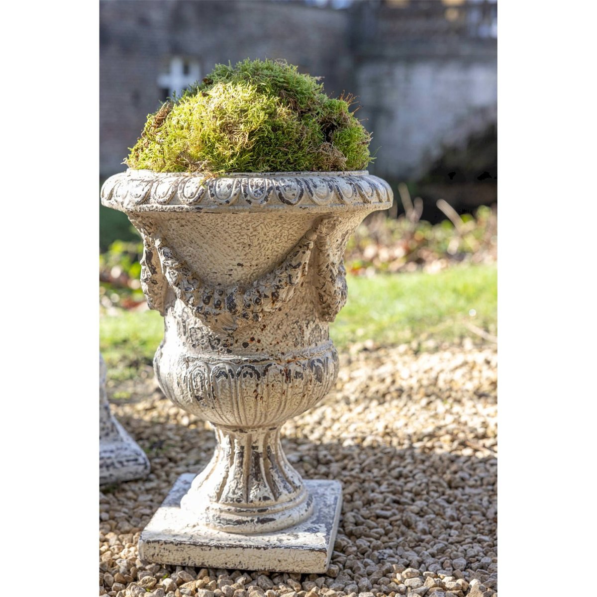 Cache-pot en résine style antique blanc cassé, RECOLLECTION