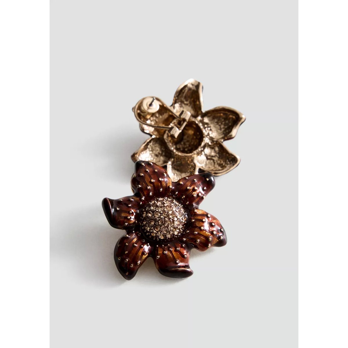 Boucles d’oreille fleur en relief or, MANGO