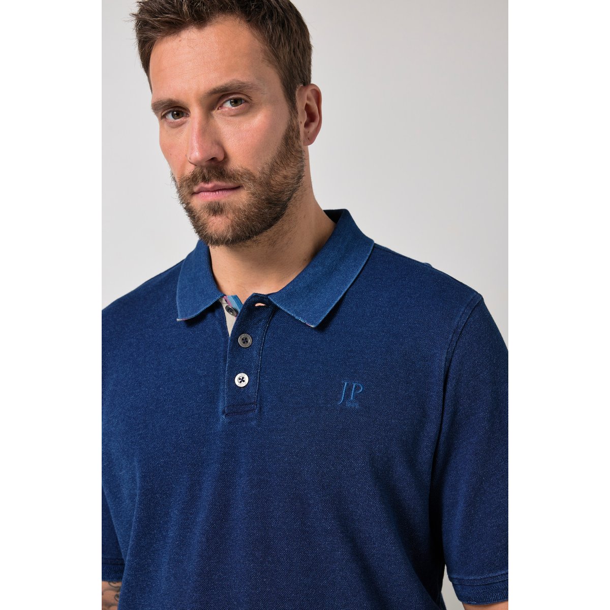 Polo en piqué bleu jean, JP1880
