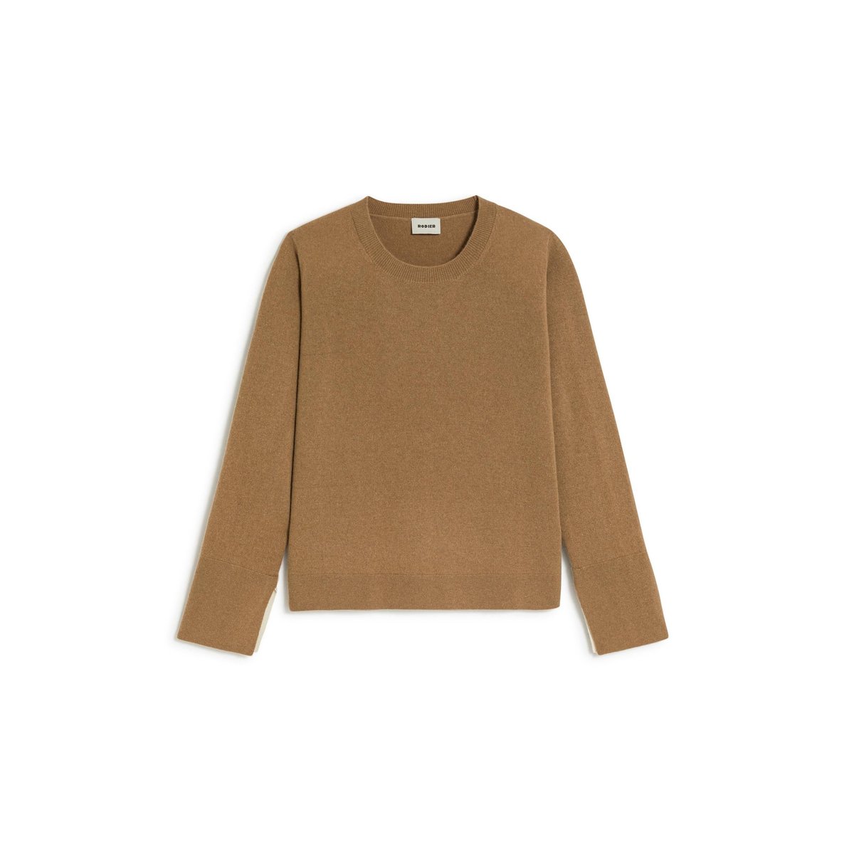 Pull col rond en cachemire marron camel, RODIER