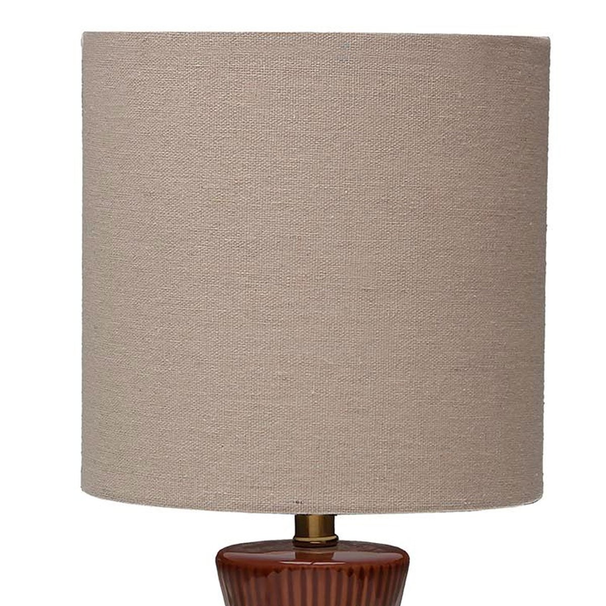 Lampe à poser en céramique marron et abat-jour gris 18x18x39cm marron, VERSA