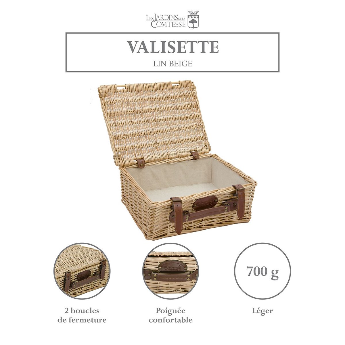Valisette pique-nique en osier autres, LES JARDINS DE LA COMTESSE