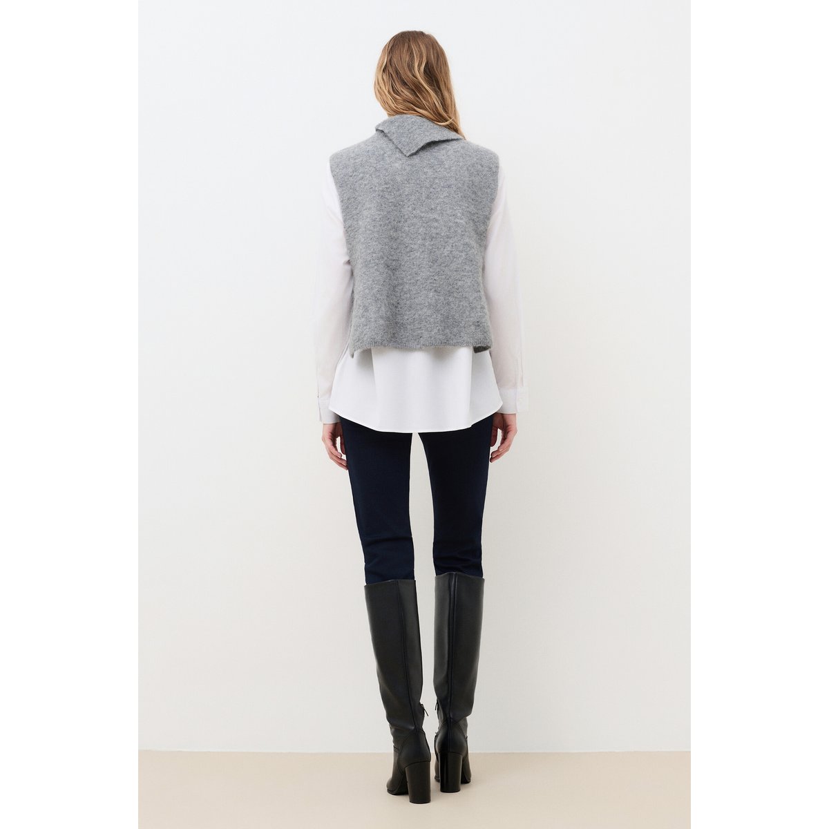 Poncho court asymétrique alpaga HOANY gris, CAROLL