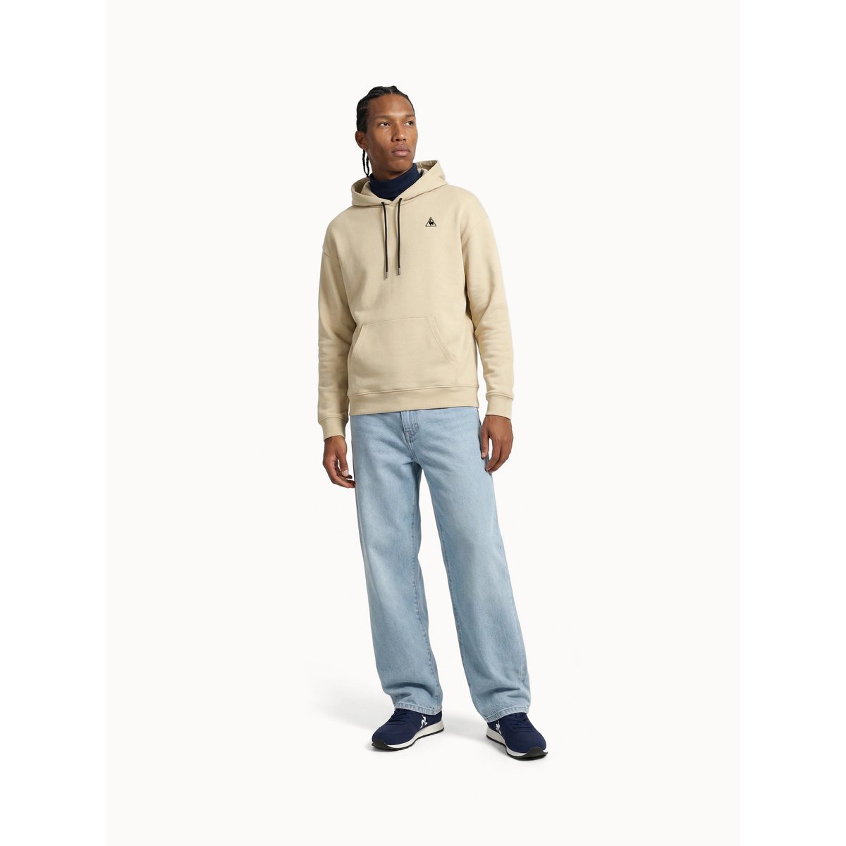 Sweat à capuche relax en double face creme, LE COQ SPORTIF