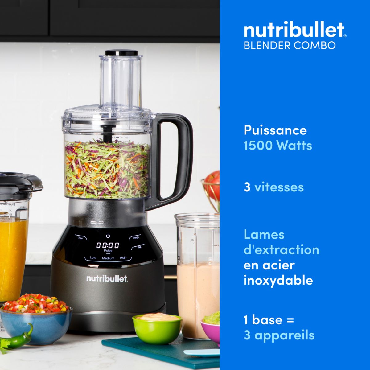 Blender Triple Prep System NBF580B couleur unique, NUTRIBULLET
