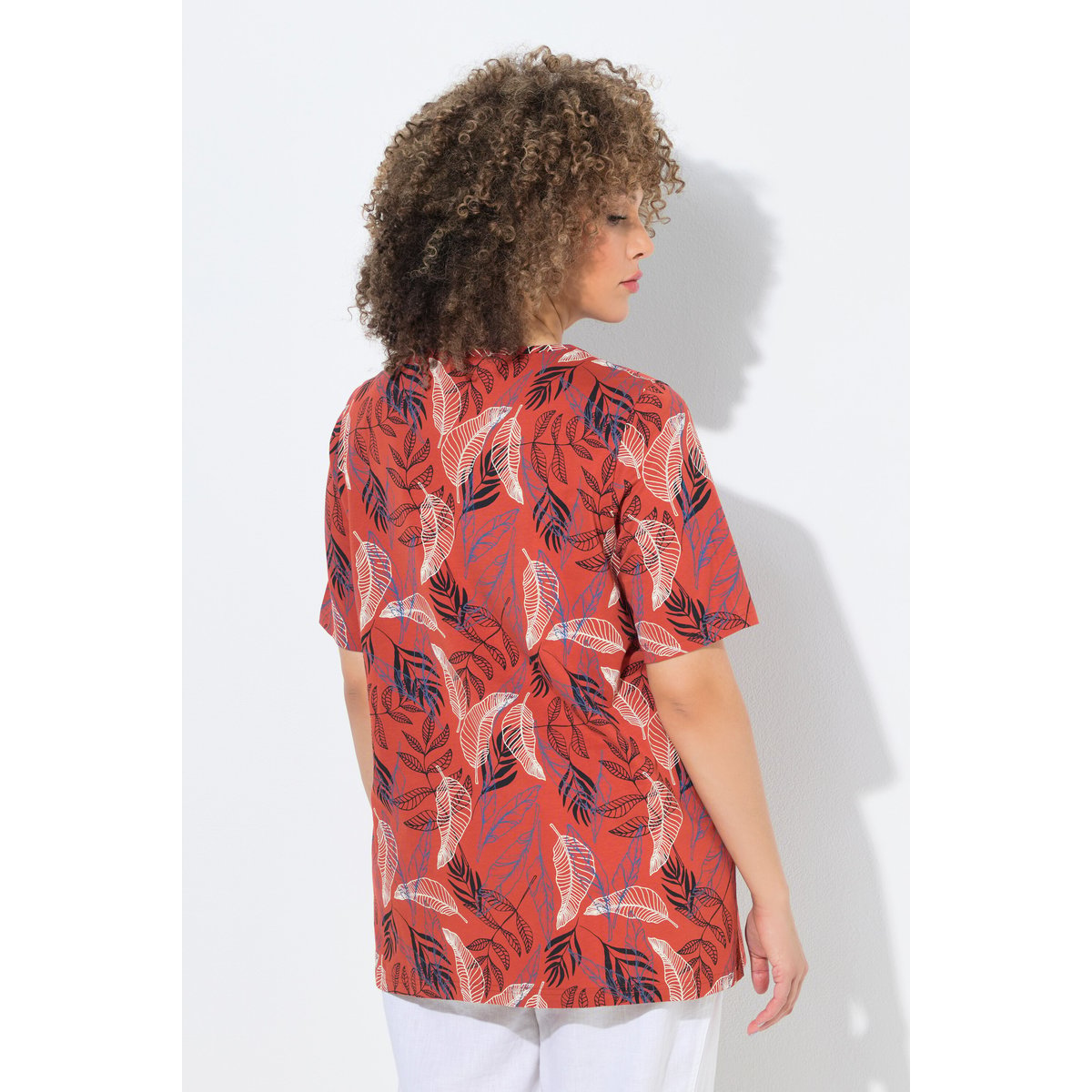 T-shirt motif feuilles, petits plis terre, ULLA POPKEN