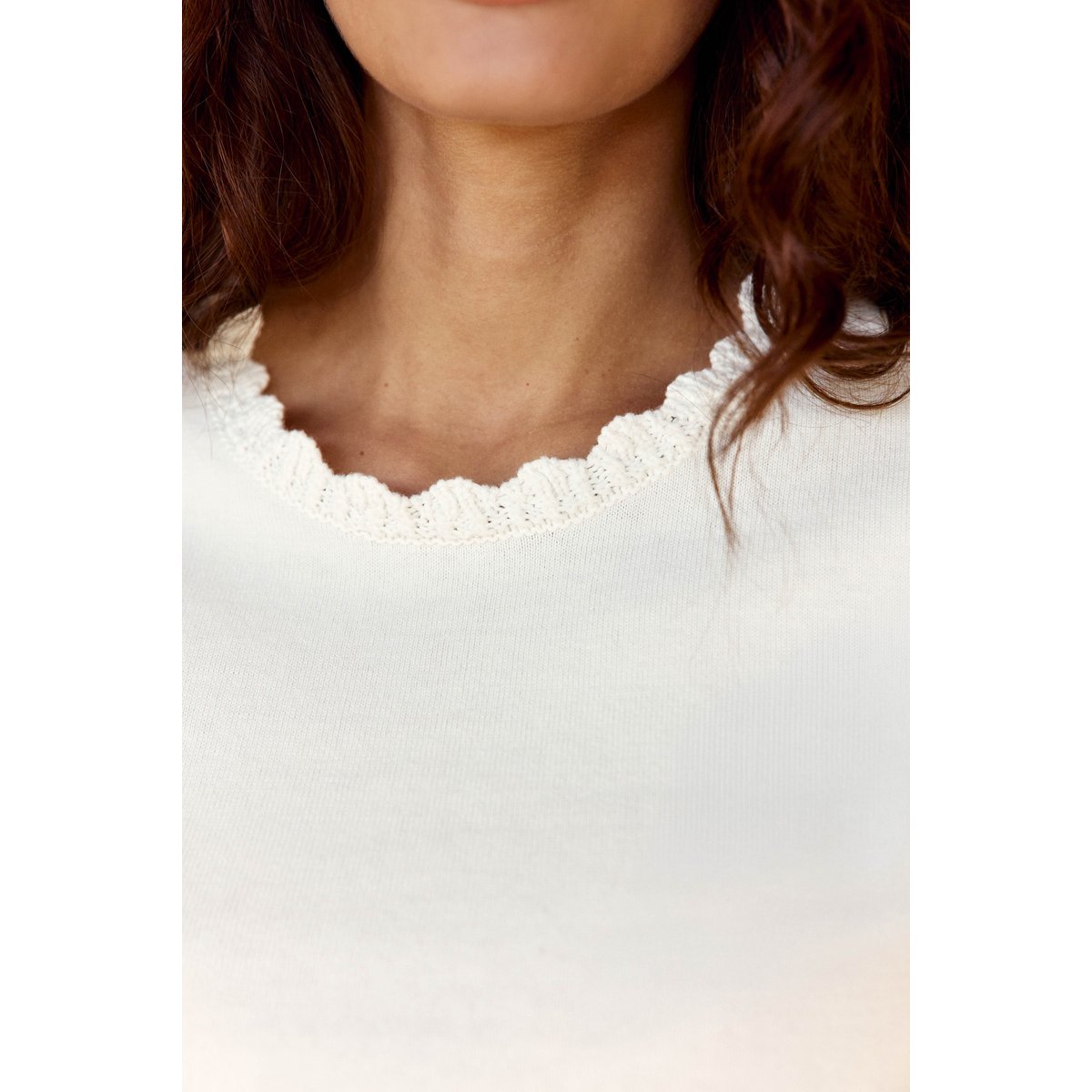 T-shirt manches courtes col rond uni MELINDA 11-ecru, LA PETITE ETOILE