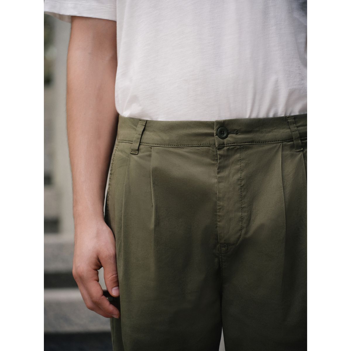 Pantalon chino d’été à deux plis vert, NEXT