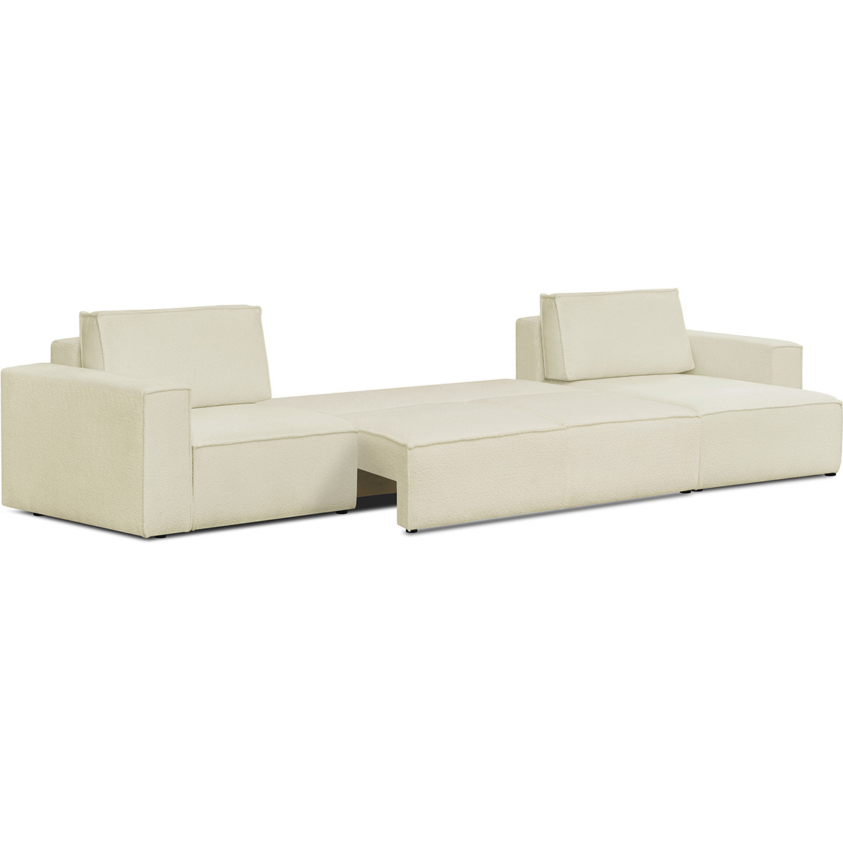 Canapé d'angle convertible 7 places en tissu bouclé - HARPER MOD ecru, HOMIFAB