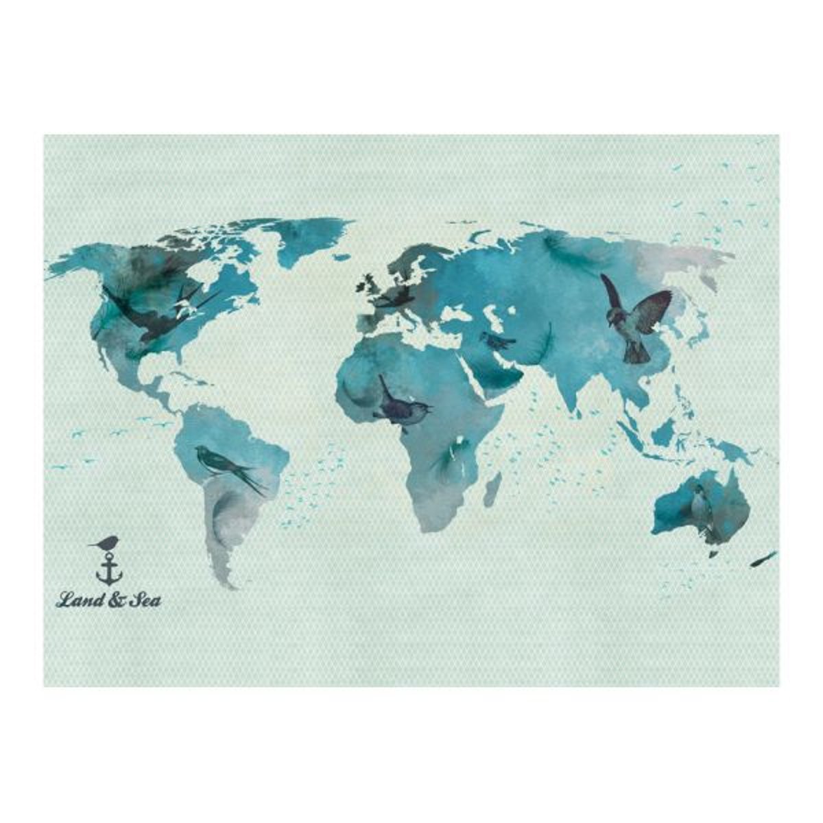 Papier peint intissé panoramique Carte du monde A Bird's World gris / argent, EDEN