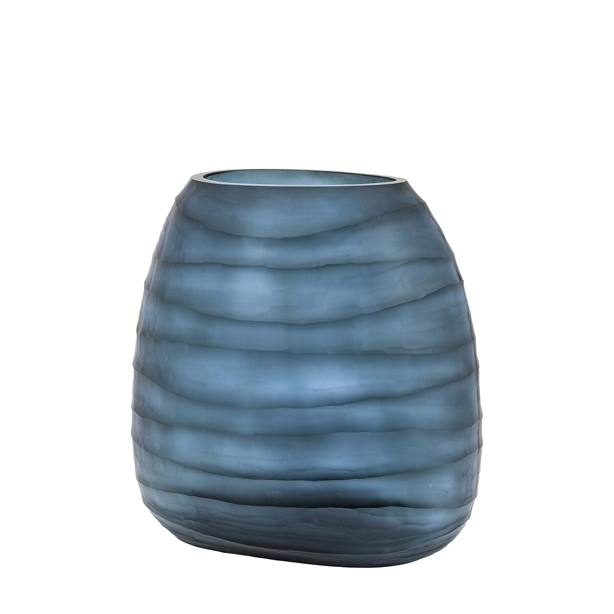 35cm Handblown Carved Glass Vase blue, ÉDITÉ