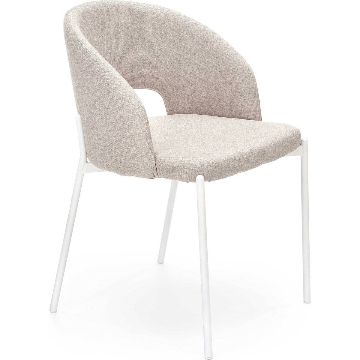 Chaise rembourrée dossier enveloppant TIALLES beige clair tressé, RECOLLECTION