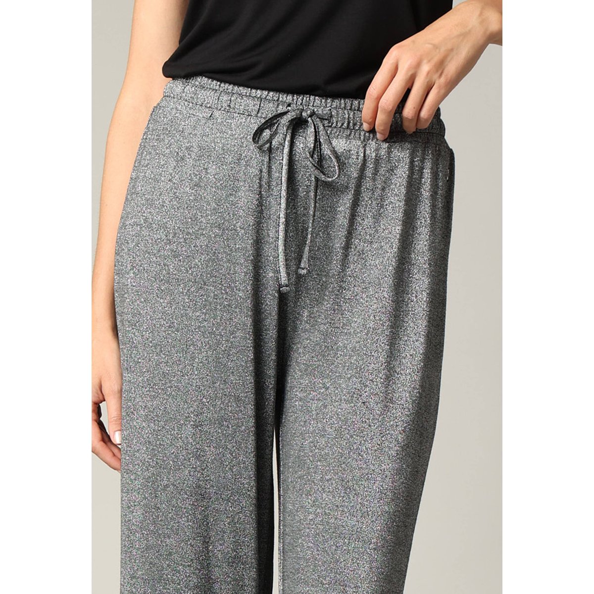 Pantalon casual en jersey fil textile avec taille élastiquée MICHKA noir, DEELUXE