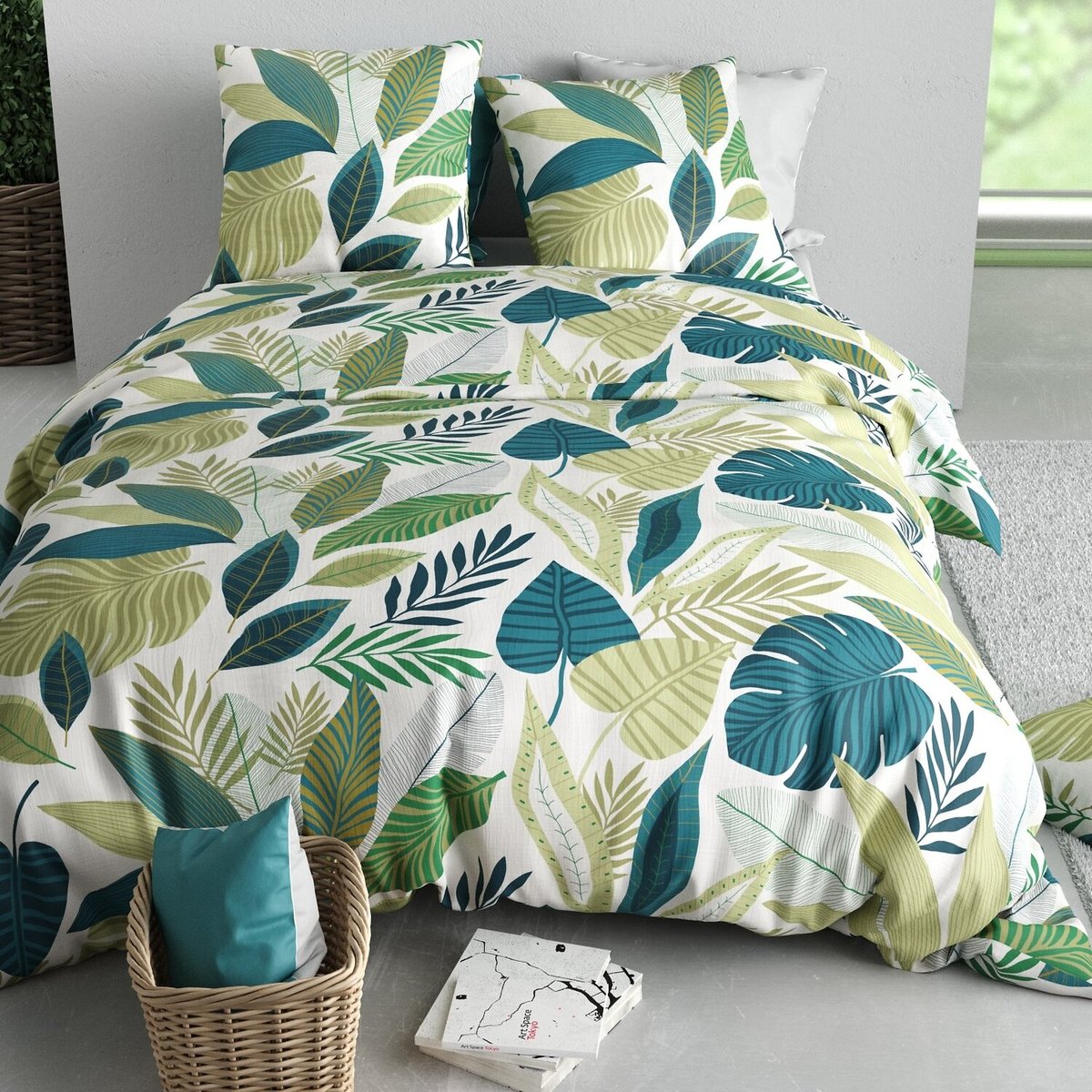 Parure housse de couette en coton imprimée, Tropicalia multicolore, ATELIER DU COTON