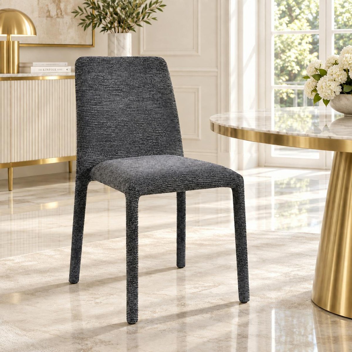 Chaise en tissu empilable (lot de 2) ESSEN gris, PIER IMPORT