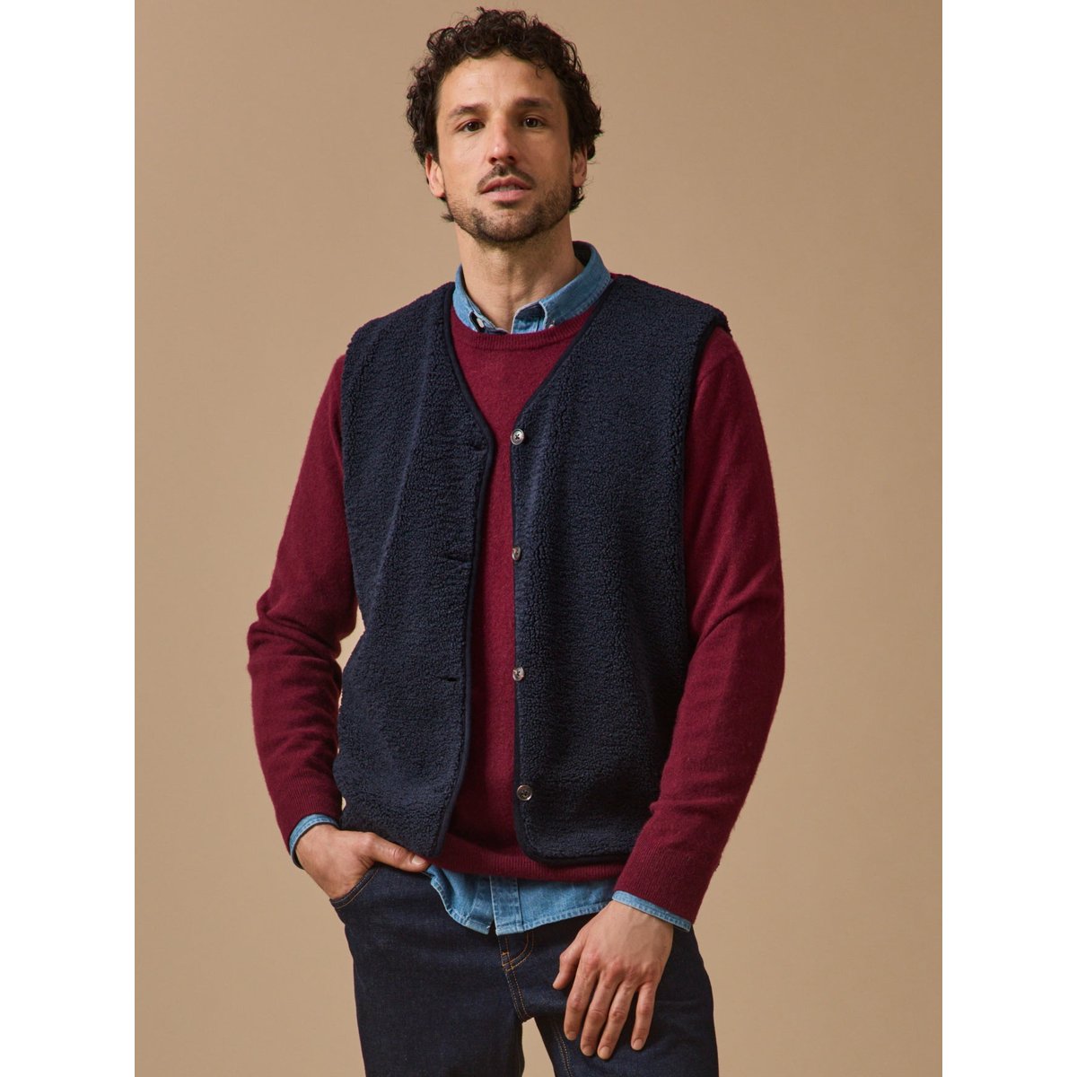 Veste sans manches en sherpa encre, CYRILLUS