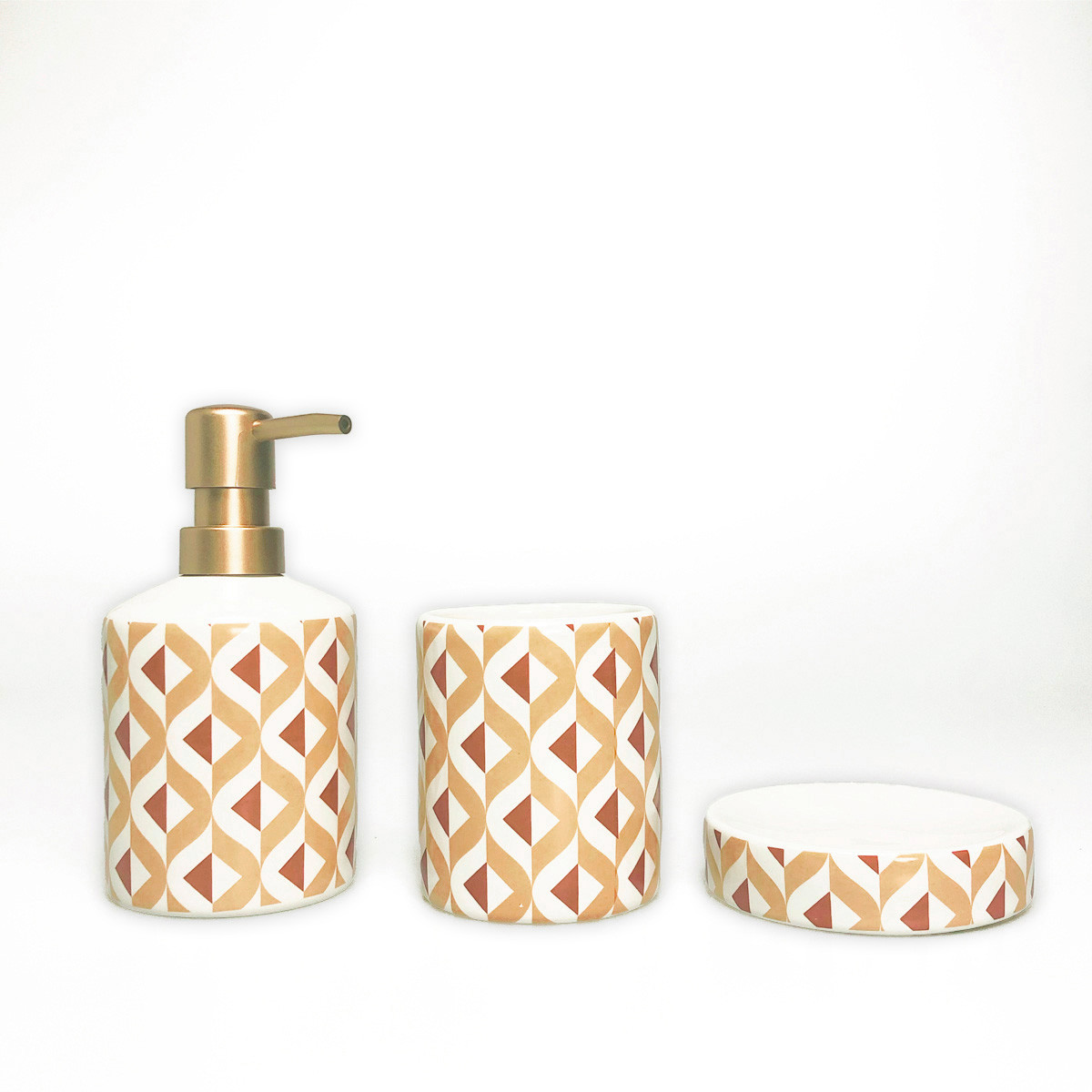 Set salle de bain 3 pièces céramique INES marron, GUY LEVASSEUR