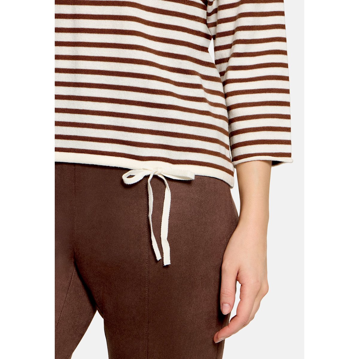 Pull-over en maille à encolure bateau patch cream/brown, BETTY BARCLAY