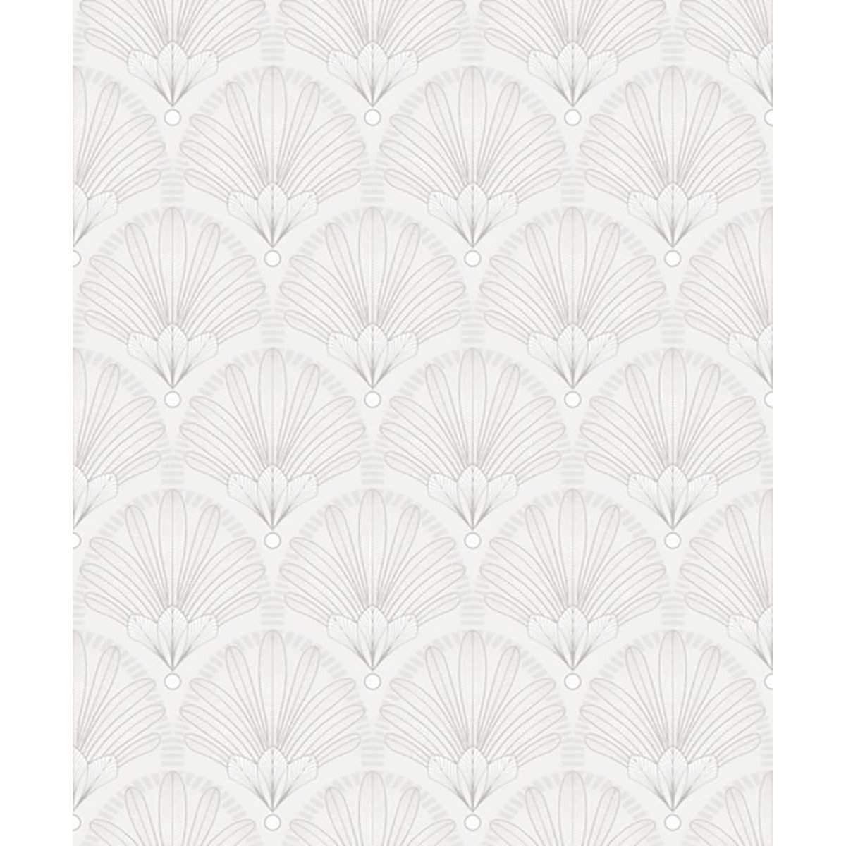 Papier peint éventails Art Nouveau blanc nacré blanc, HEXOA