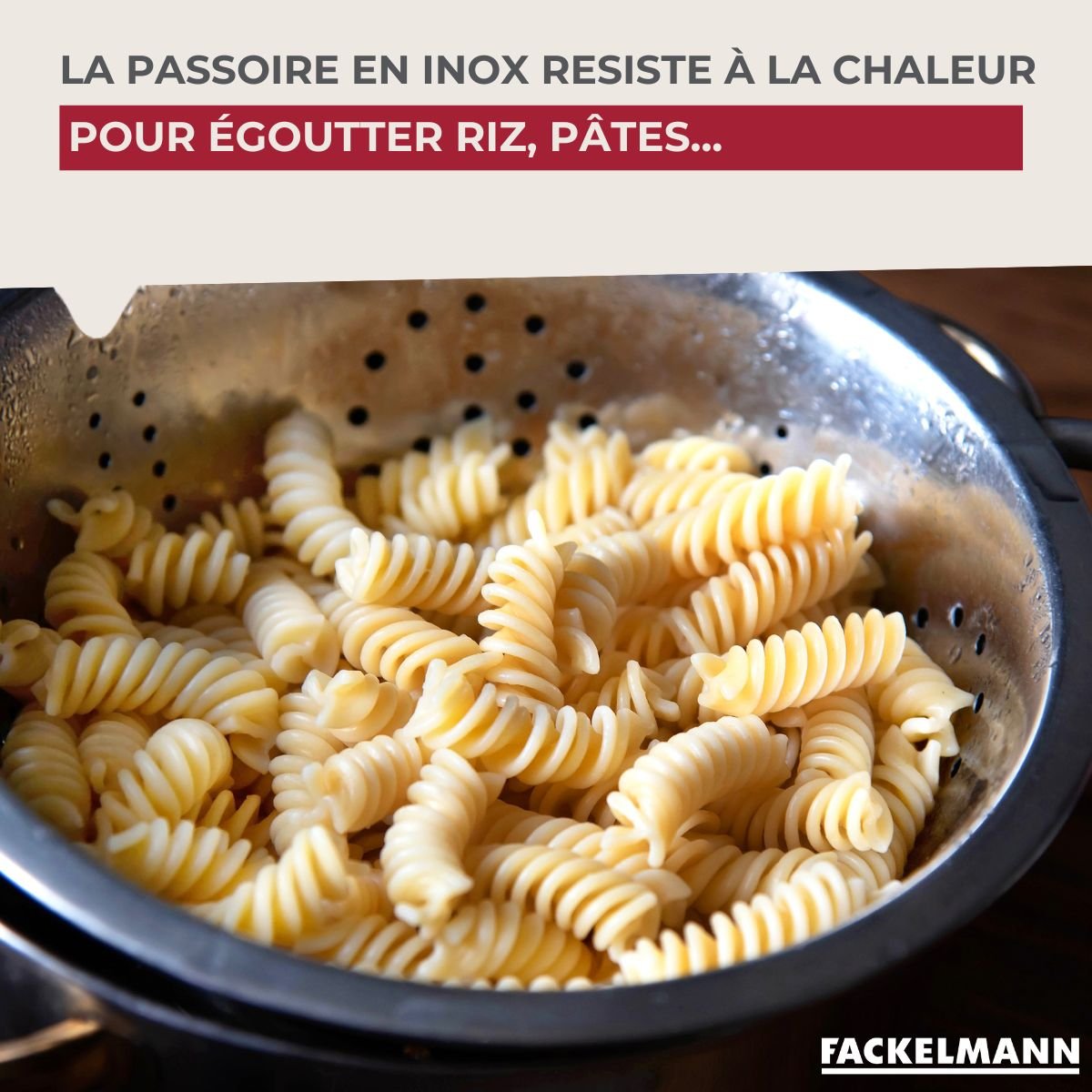 Passoire inox 24 cm avec anses gris, FACKELMANN