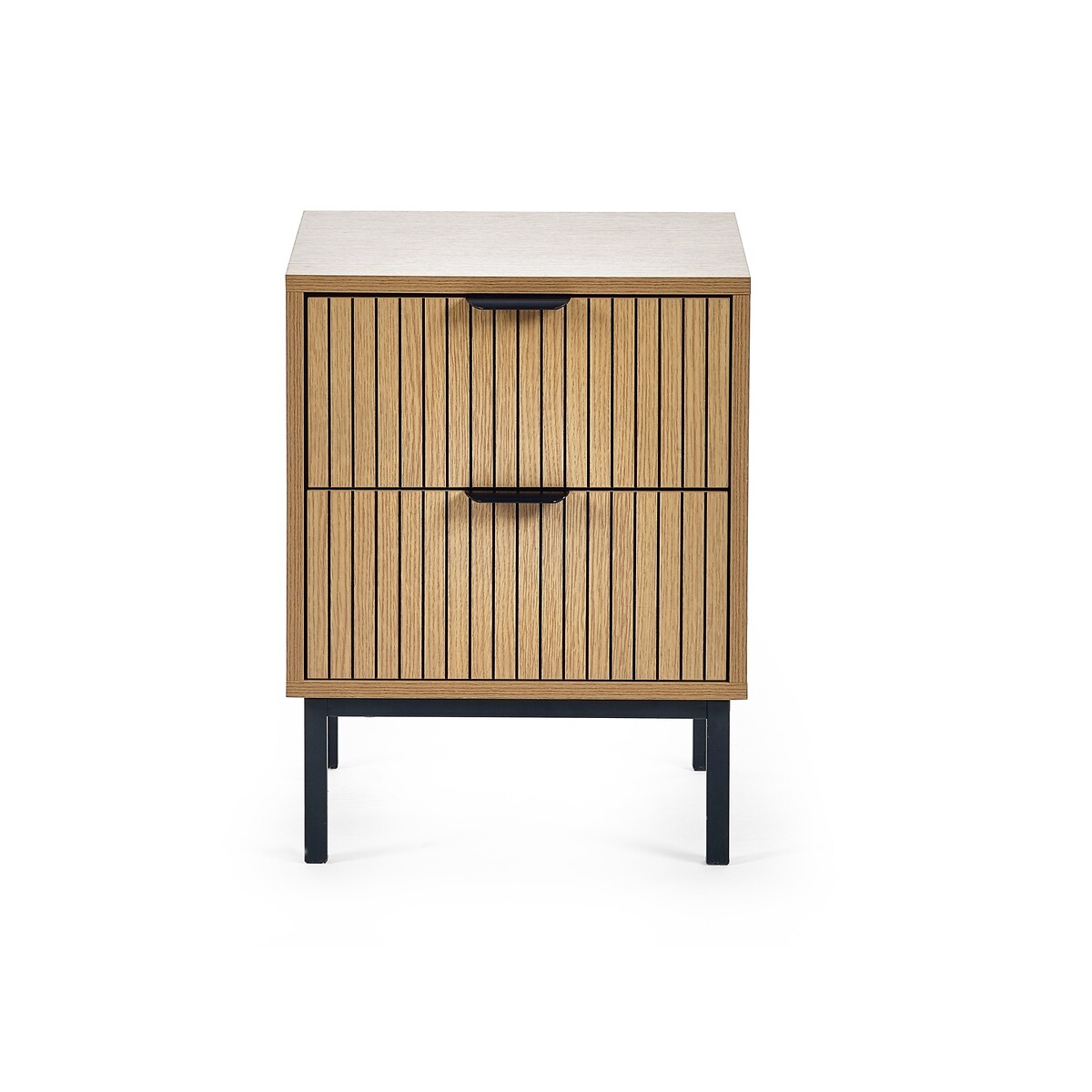 Gia Slatted Oak 2 Drawer Bedside oak, SO'HOME
