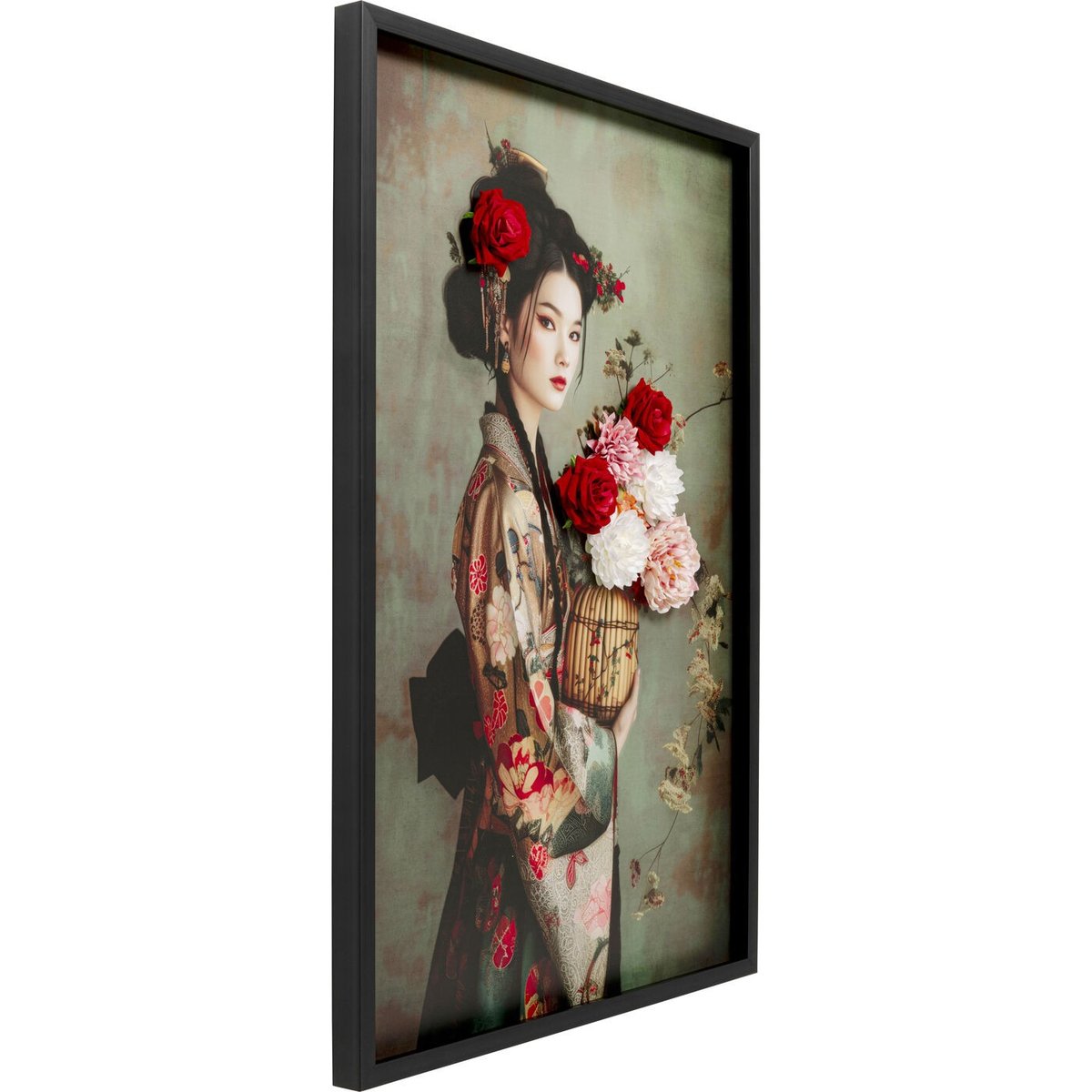 Tableau femme en kimono bouquet 3D multicolore, KARE DESIGN