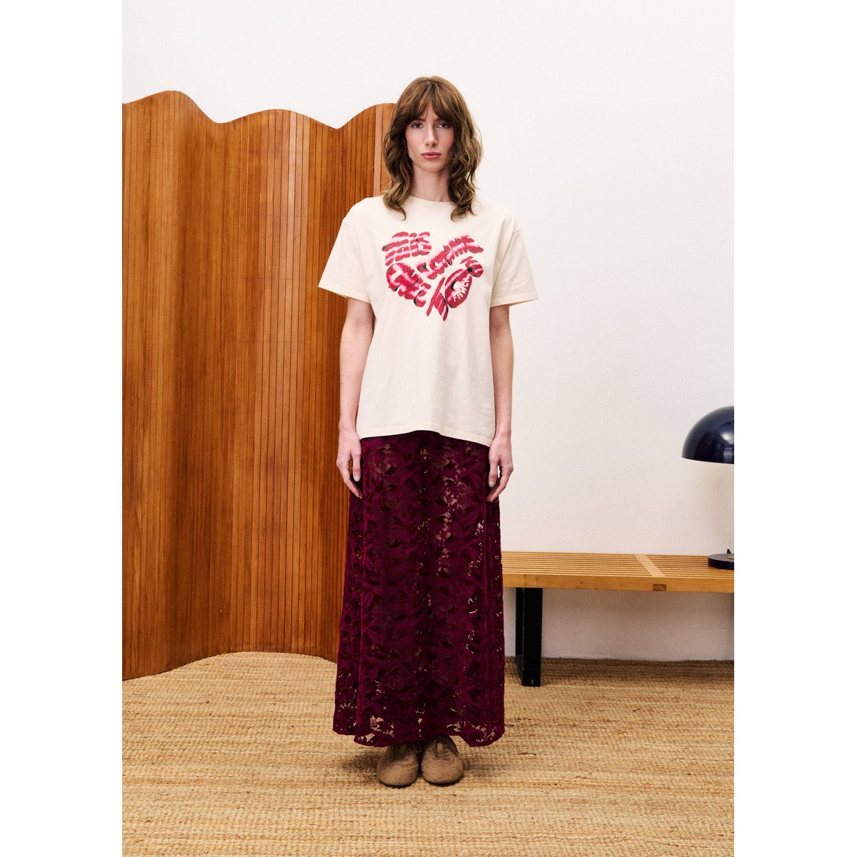 T-shirt en coton LUZERNE beige crème, FRNCH