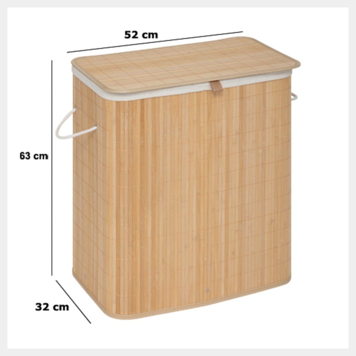 Panier à linge de tri rectangle 100L en bambou beige, ATMOSPHERA