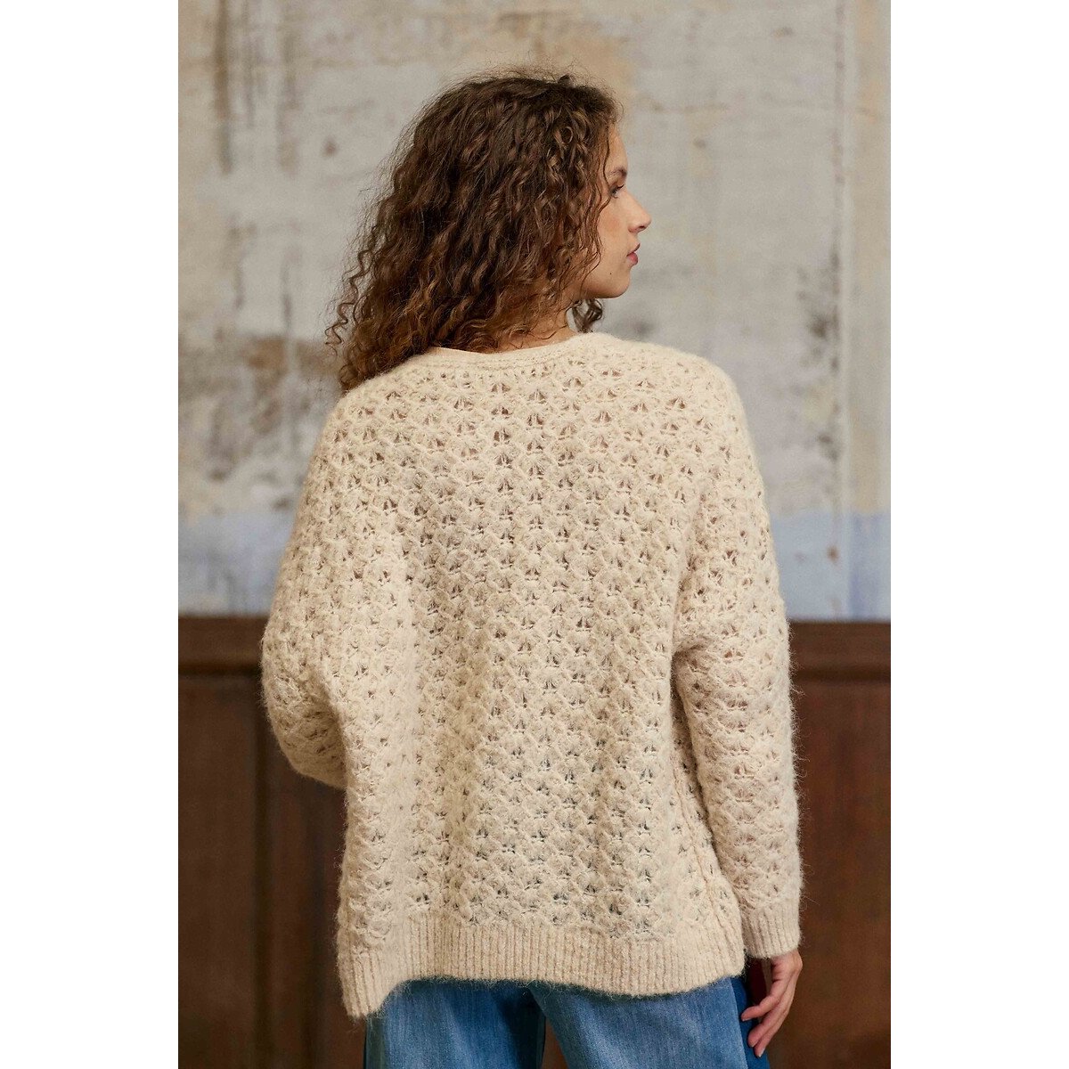 Gilet en maille ajourée, MILENE beige clair, LA PETITE ETOILE