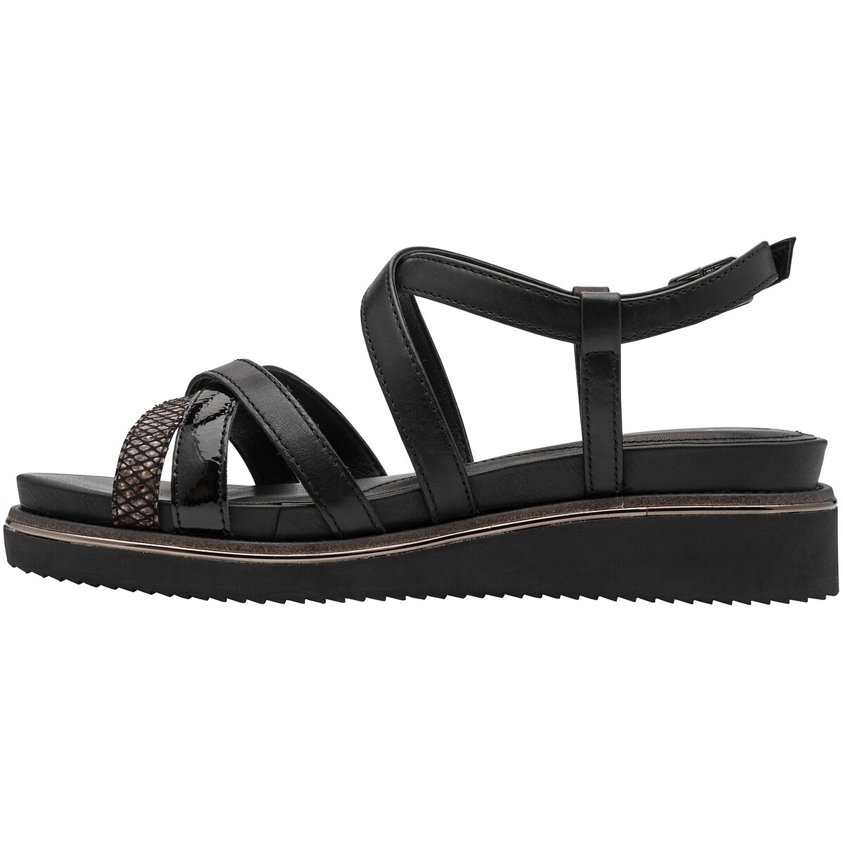 Sandalen met sleehak zwart, TAMARIS