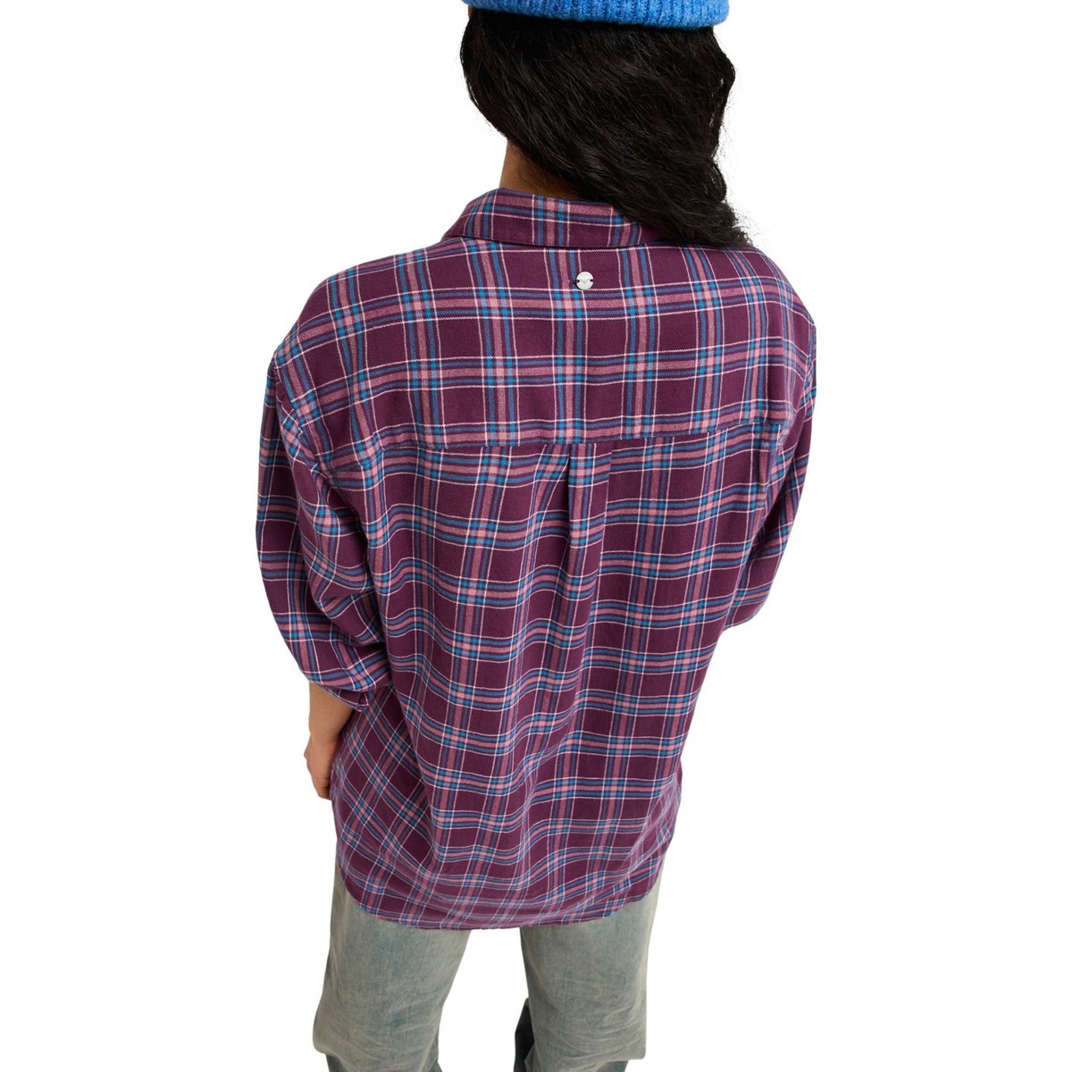 Chemise à carreaux à manches longues LET IT GO CHECK. violet blackberry wine purple plaid, ROXY