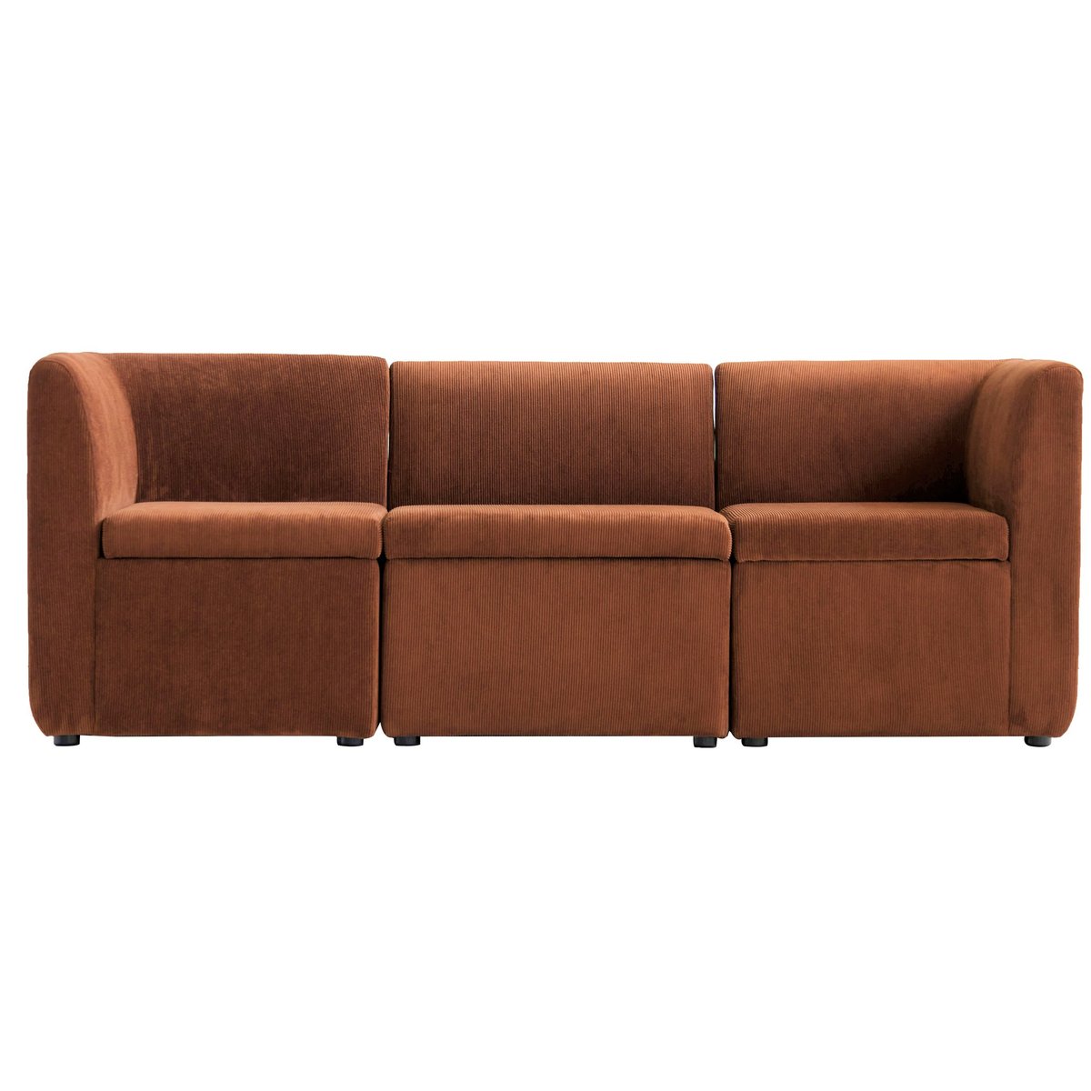 Canapé modulable 3 places, velours côtelé, VARDE terracotta, NORDLYS