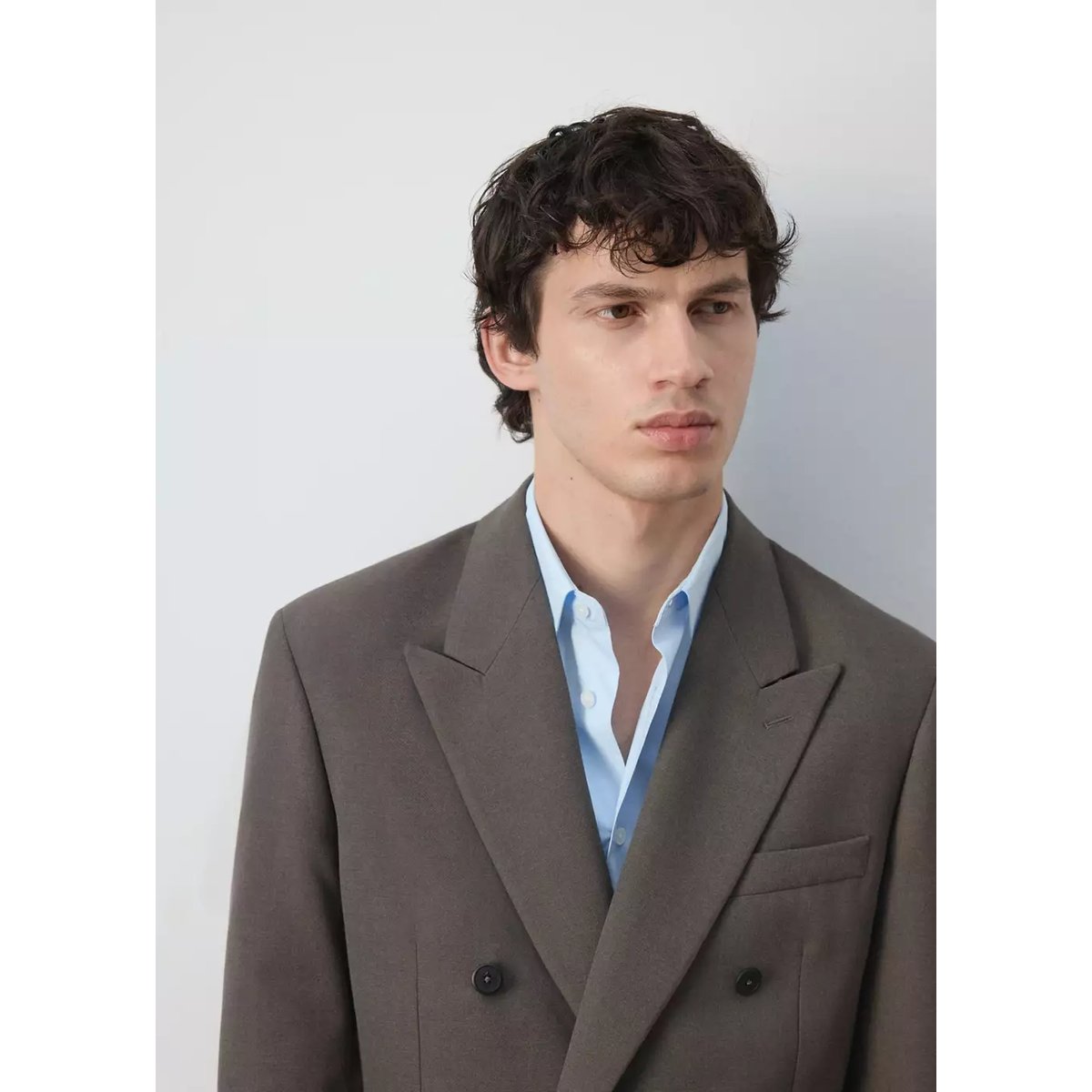 Blazer croisé coupe slim marron moyen, MANGO MAN