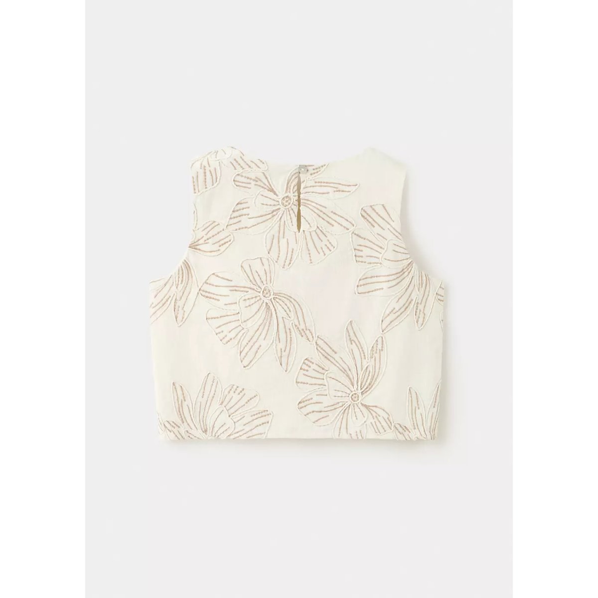 Blouse en coton fleurs brodées beige, MANGO KIDS
