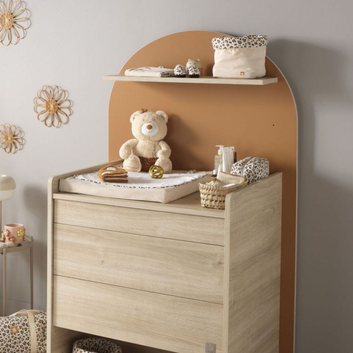 Lot de 2 paniers de rangement ecru, marron, noir, SAUTHON