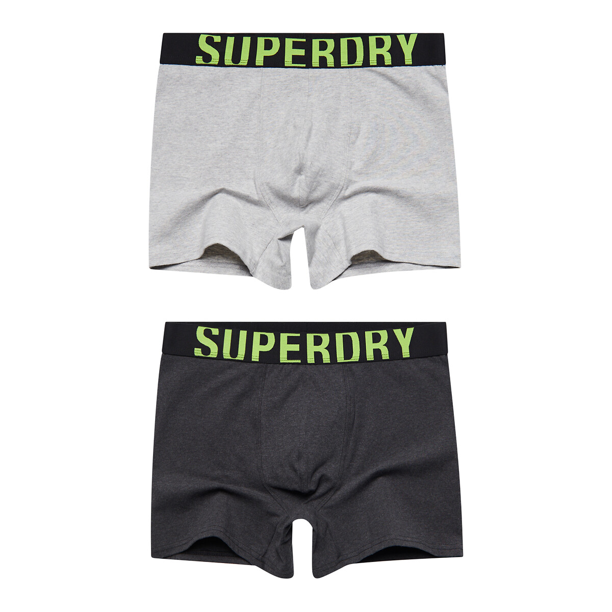 Lot de 2 boxers unis gris foncé + gris moyen, SUPERDRY