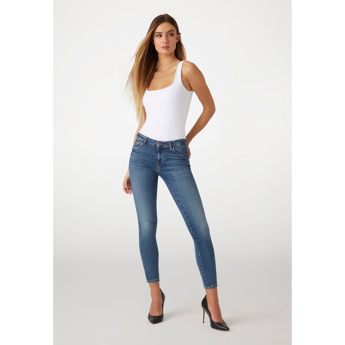 Jean Skinny Curve X bleu, GUESS