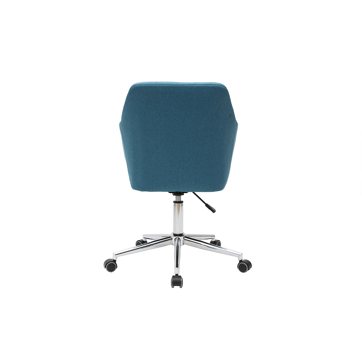 Chaise de bureau à roulettes en tissu et acier chromé ALEYNA bleu canard, MILIBOO