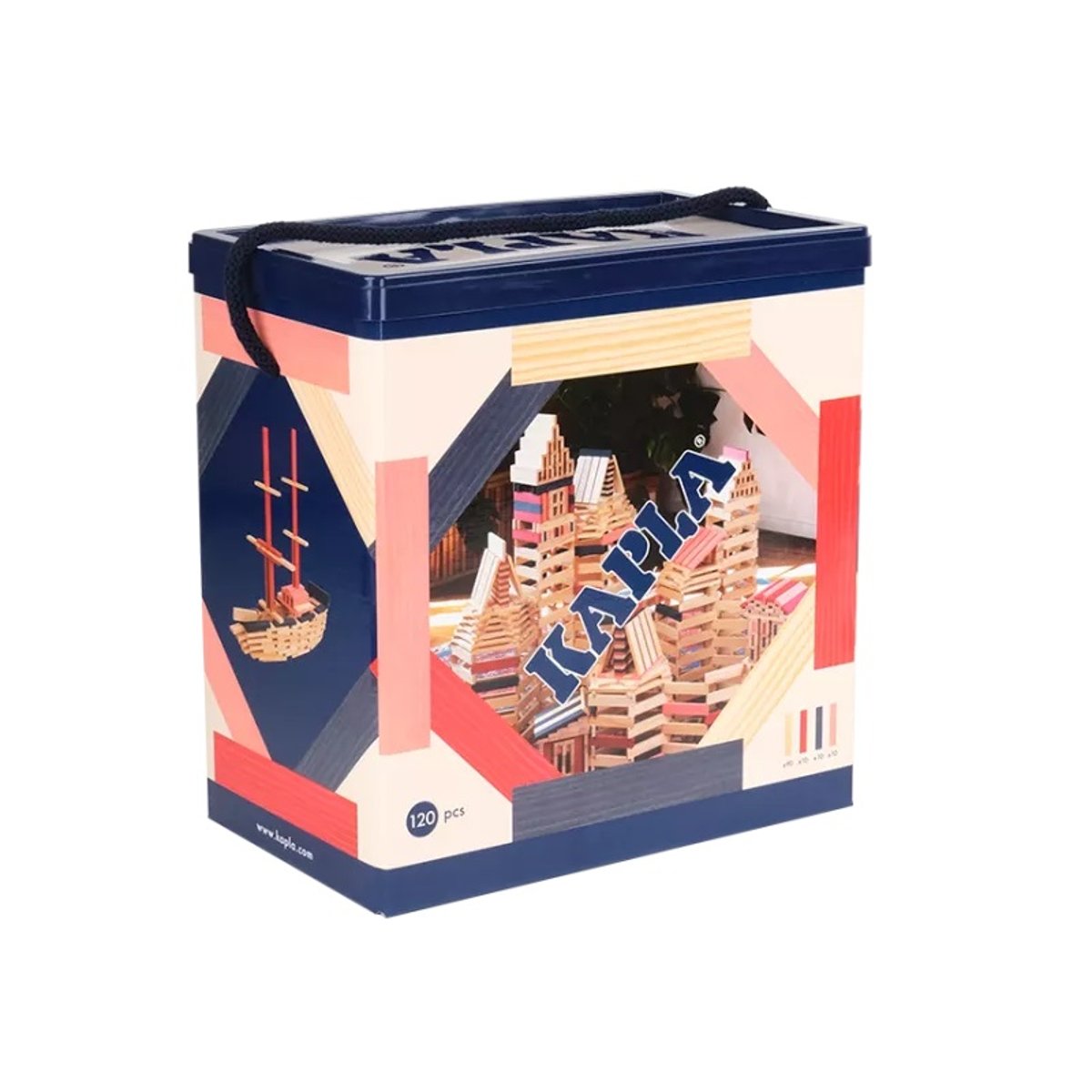 Baril Kapla 120 planchettes bleu rose rouge, KAPLA