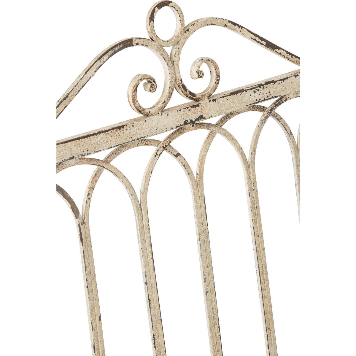 Banc en métal esprit romantique blanc cassé patiné, RECOLLECTION