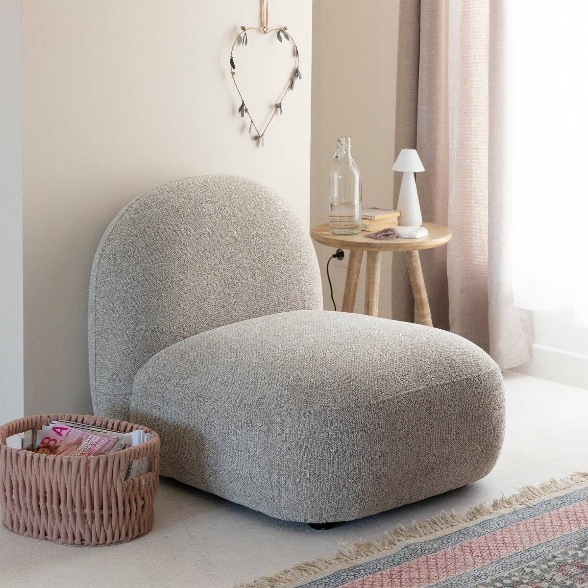Module en tissu bouclette CALYA gris, MADE IN MEUBLES 