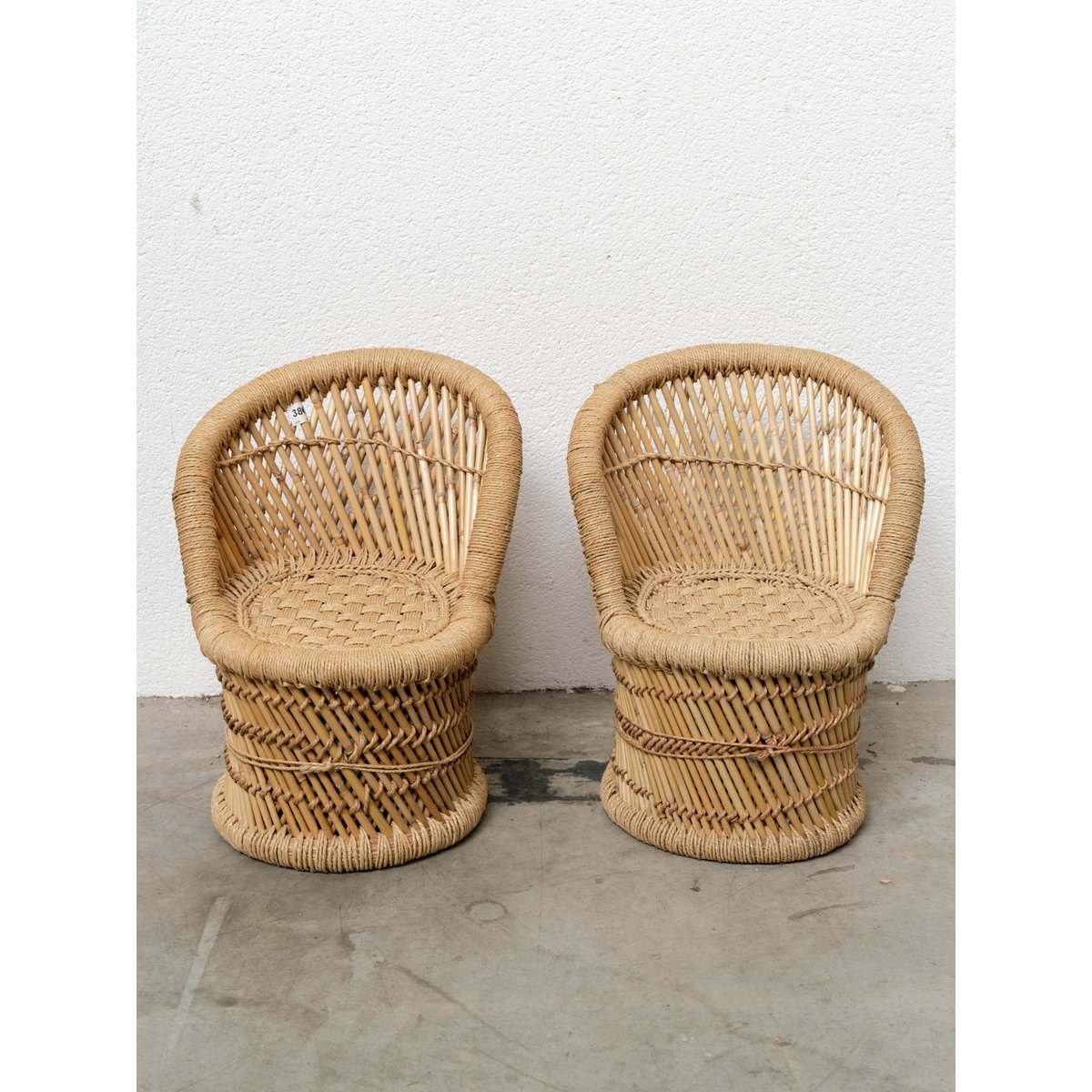 Paire de fauteuils pour enfant en rotin Marcus N°363 - Bon état naturel, DEBONGOUT