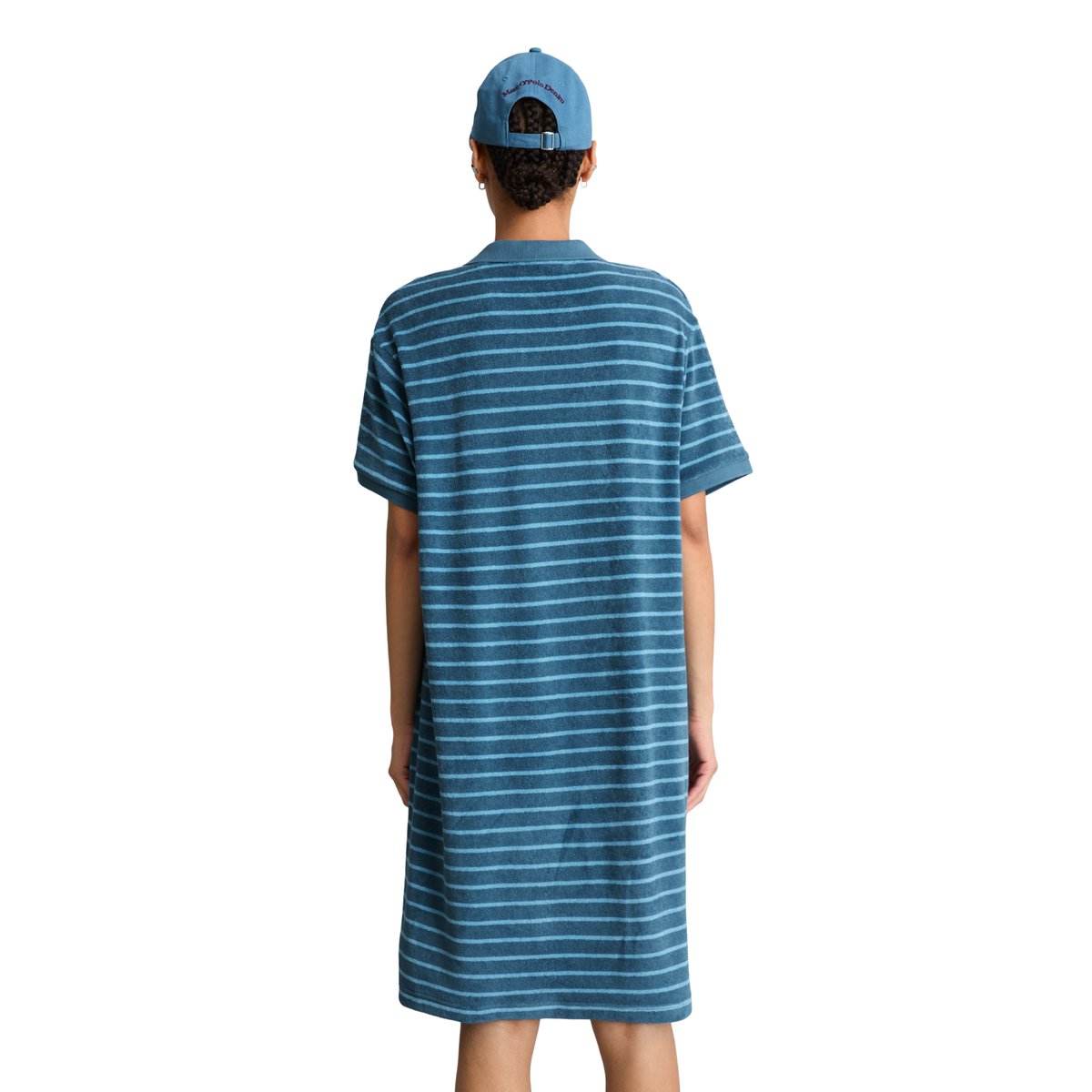 Robe en éponge regular en coton organique bleu, MARC O’POLO DENIM
