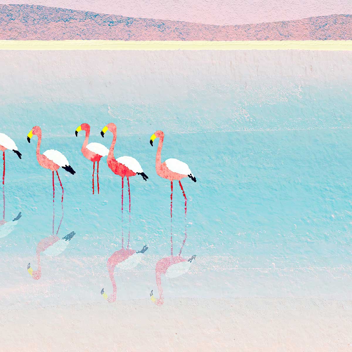 Papier peint panoramique flamands rose en Croatie intissé, HEXOA