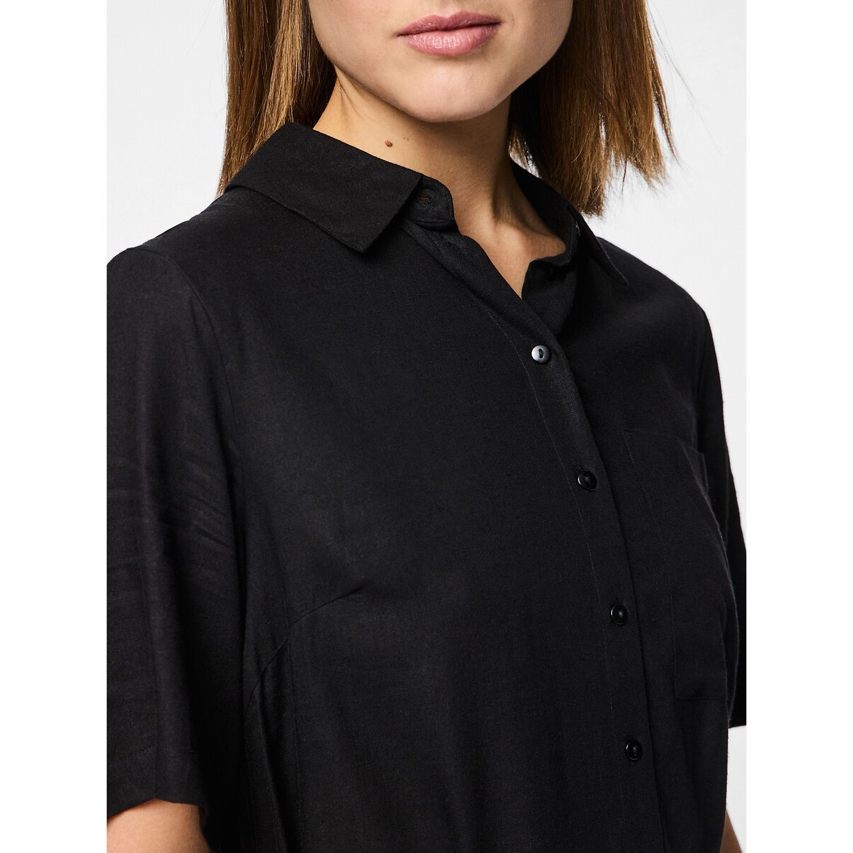 Chemisier maniche corte, con cintura nero , PIECES
